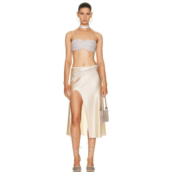 Nue Studio Laetitia Skirt in Champagne Gold Silk Belted Crystal - Picture 5 of 5